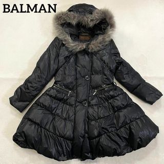 バルマン(BALMAIN)の686 高級感 BALMAN バルマン ダウンコート ファー付き 黒 11号 L(ダウンジャケット)