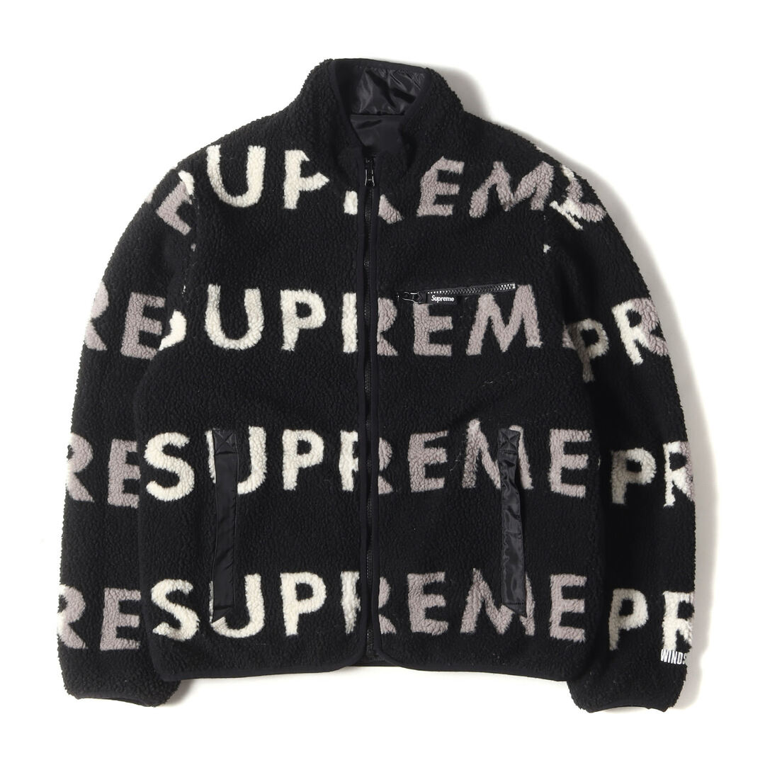 Supreme リバーシブル フリース ジャケット 黒 M シュプリーム