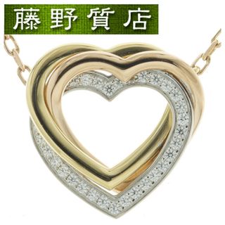 カルティエ(Cartier)の（美品）カルティエ CARTIER トリニティ ハート ダイヤ ネックレス 3連 3カラーK18 WG × PG × YG × ダイヤ ペンダント 9064(ネックレス)