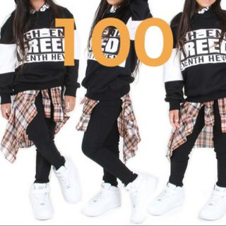 グリード(GREED)の男女兼用　スキニー　パンツ　キッズ　黒　ダンス　練習着　通学　未使用品　100(パンツ/スパッツ)