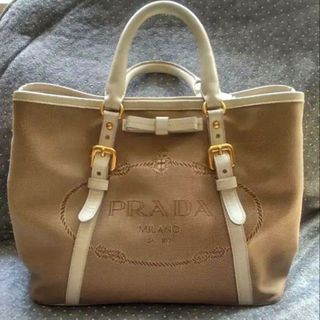 プラダ(PRADA)のPRADA☆プラダ☆ロゴジャガード リボン ハンドバッグ トートバッグ(トートバッグ)