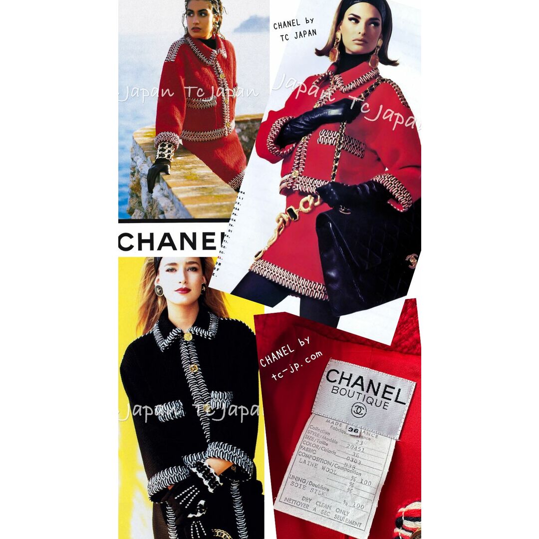 CHANEL(シャネル)の超貴重！限定版 シャネル CHANEL ヴィンテージ・スーパーモデル・レッド・ウール ・激レア! ジャケット・コート・スカート・スーツ 36 38 40 42 44 レディースのジャケット/アウター(ロングコート)の商品写真