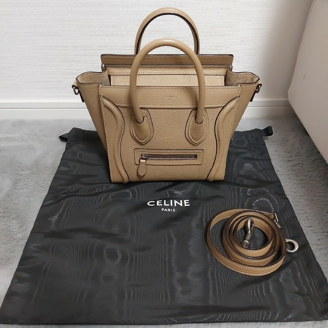 素材レザースエードCELINE セリーヌ ラゲージ ナノ　美品