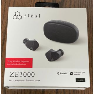 ファイナル(final)のfinal ZE3000 ブラック 完全ワイヤレスイヤホン 新品未開封品(ヘッドフォン/イヤフォン)