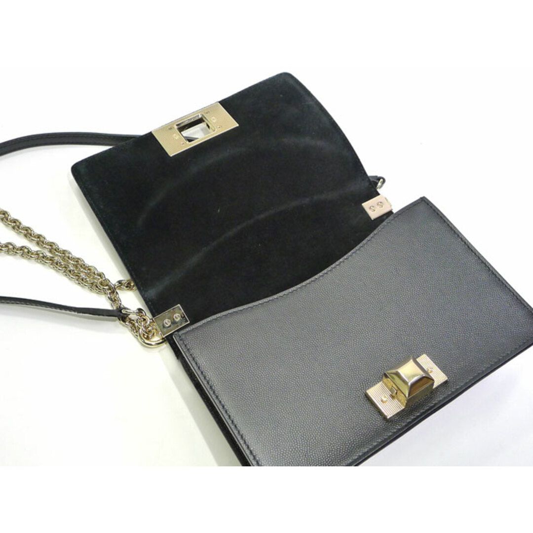 FURLA - FURLA チェーン ショルダーバッグ レザー ブラック FURLA - FURLA チェーン ショルダーバッグ レザー ブラック