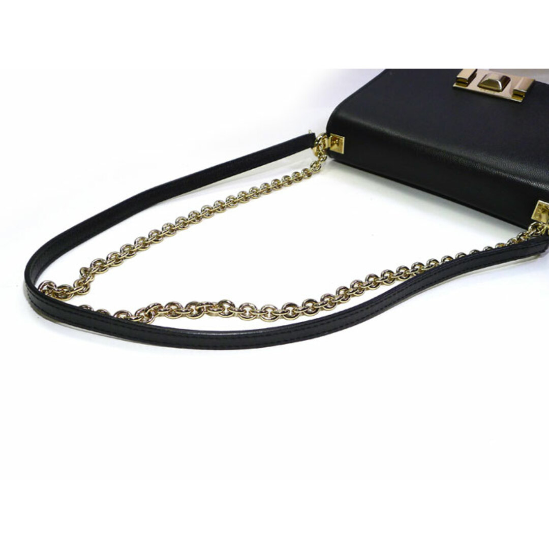 FURLA - FURLA チェーン ショルダーバッグ レザー ブラック FURLA - FURLA チェーン ショルダーバッグ レザー ブラック