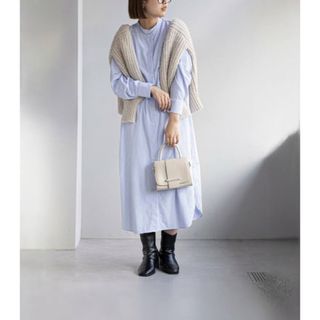 ディスコート(Discoat)の春ワンピ♡ディスコート バンドカラーストライプギャザーワンピース　WEB限定(ロングワンピース/マキシワンピース)