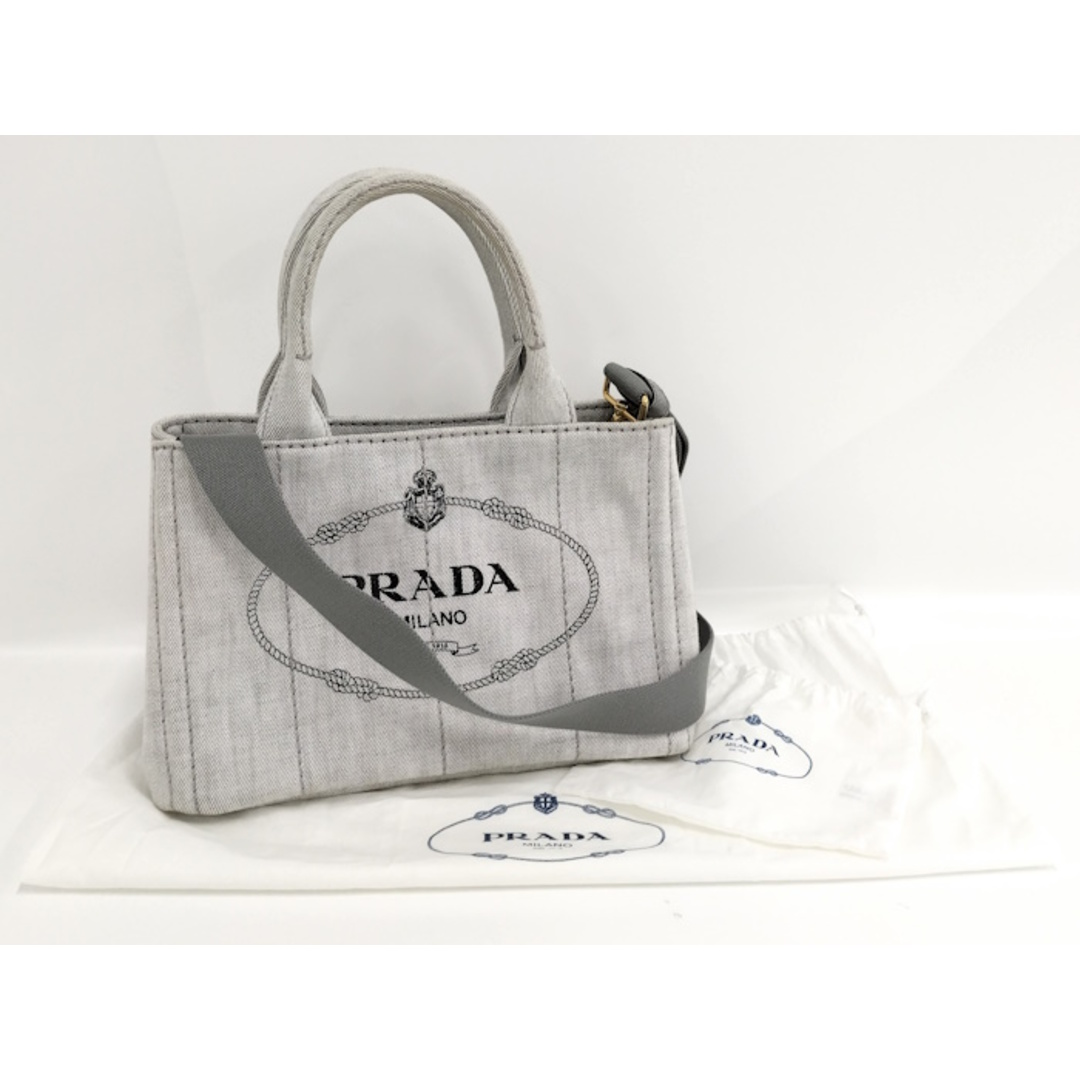 PRADA(プラダ)のPRADA 2WAY トートバッグ カナパ キャンバス グレー 1BG439 レディースのバッグ(その他)の商品写真