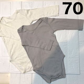 ユニクロ(UNIQLO)のユニクロ　キッズ　ベビー　ロンパース　2枚　70cm(ロンパース)