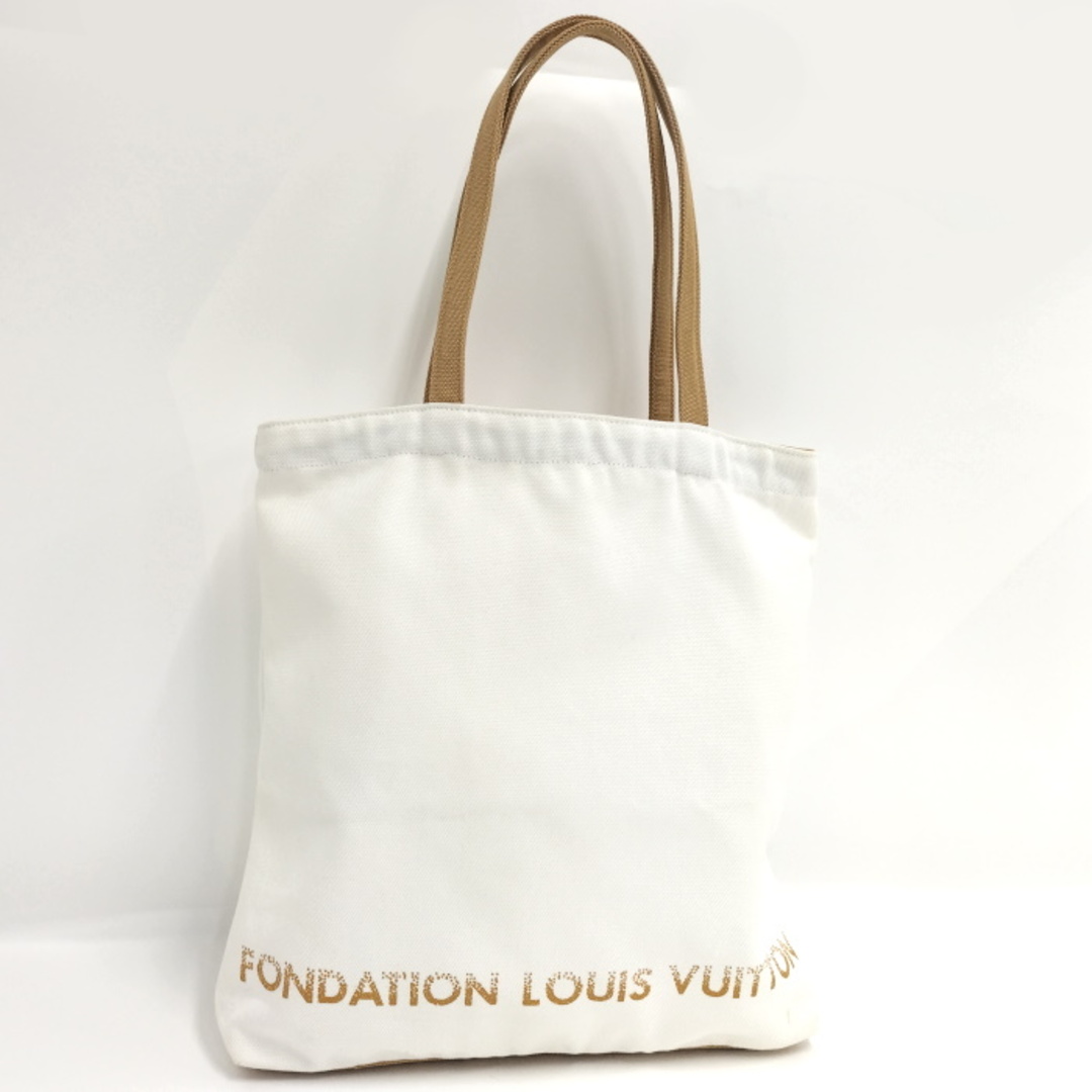 ホワイト素材ラインLOUIS VUITTON フォンダシオン トートバッグ キャンバス ホワイト