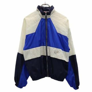 ナイキ(NIKE)のナイキ 90s オールド スポーツジャケット S ブルー×ネイビー×ホワイト NIKE 裏メッシュ素材 メンズ 古着 【231118】(その他)