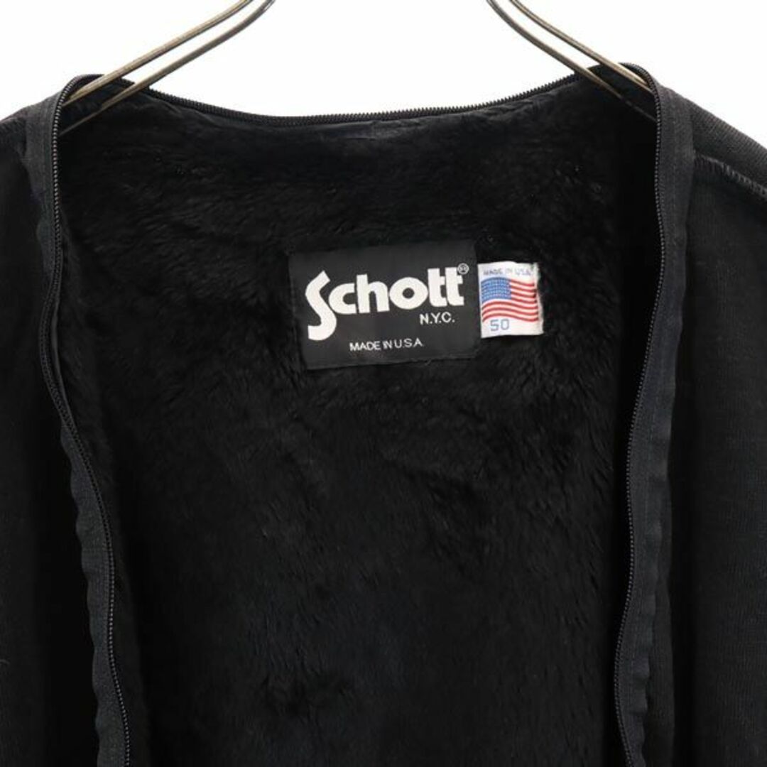 schott(ショット)のショット USA製 裏ボアライナー ベスト 50 ブラック系 schott メンズ 古着 【231118】 メンズのトップス(ベスト)の商品写真