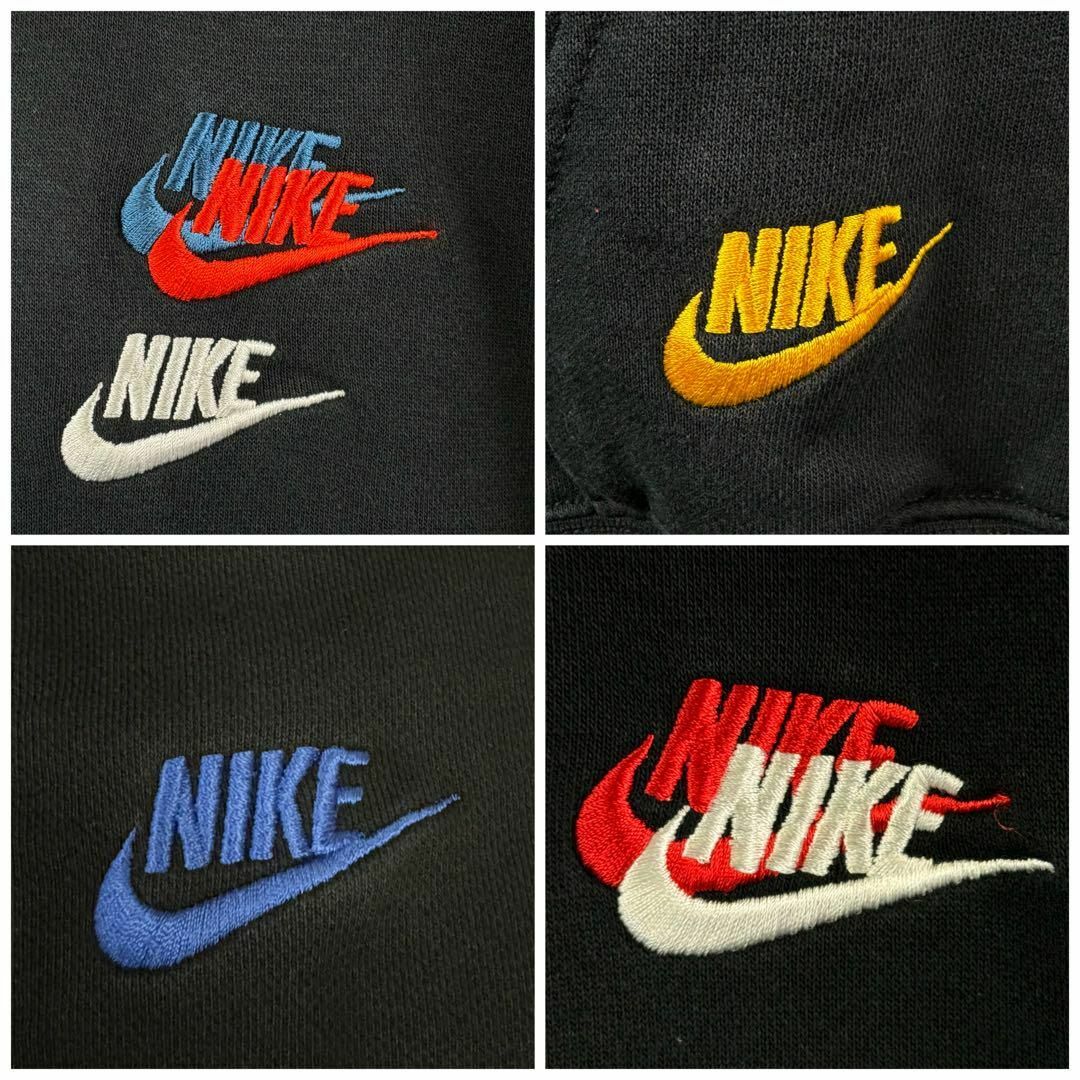 NIKE(ナイキ)のNIKE プルオーバーパーカー マルチカラー スウッシュ 刺繍ロゴ ブラック M メンズのトップス(パーカー)の商品写真