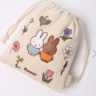 ミッフィー(miffy)の最終価格☆新品☆ミッフィー&メラニー☆フラワー巾着(ポーチ)