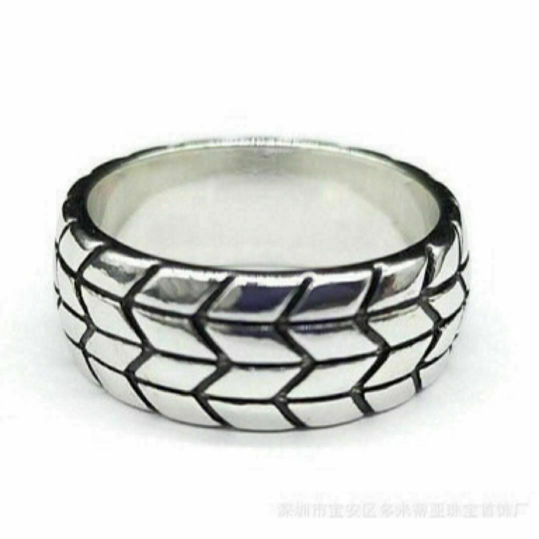 【A092】リング　メンズ　指輪　シルバー　タイヤ　チタン　20号 メンズのアクセサリー(リング(指輪))の商品写真