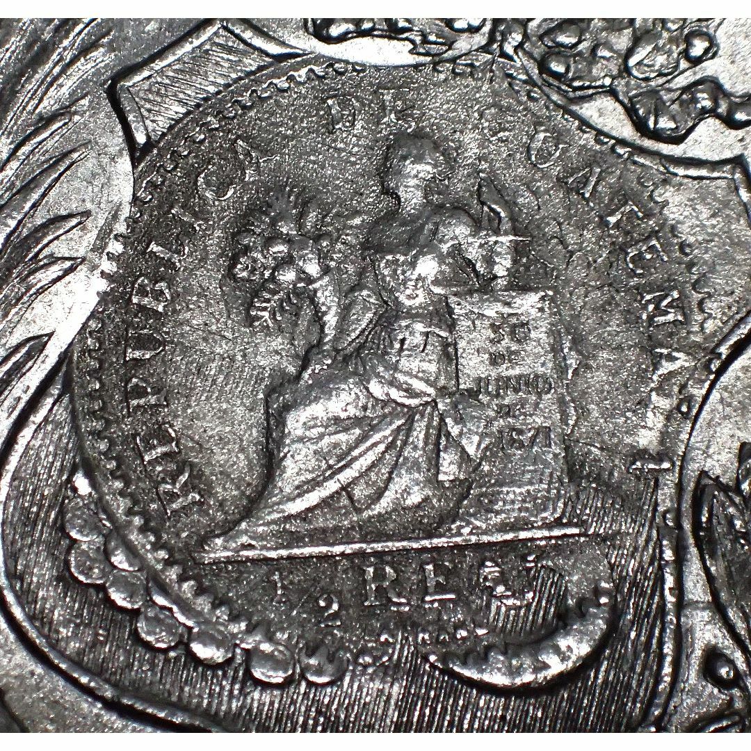 【稀少！】グアテマラ半レアル銀貨1894 on ペルー1ソル銀貨1866エンタメ/ホビー