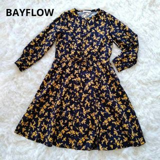 ベイフロー(BAYFLOW)のBAYFLOW 長袖ワンピース　 ブルー　花柄　サイズ130  お洒落(ロングワンピース/マキシワンピース)