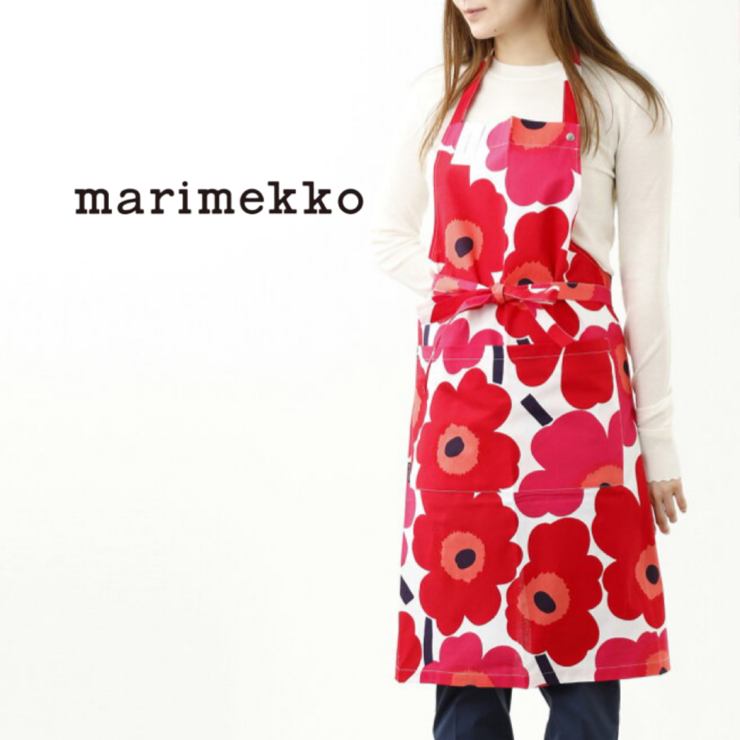 marimekko(マリメッコ)の◎マリメッコ marimekko エプロン◎レッドPIENI UNIKKO インテリア/住まい/日用品のキッチン/食器(その他)の商品写真