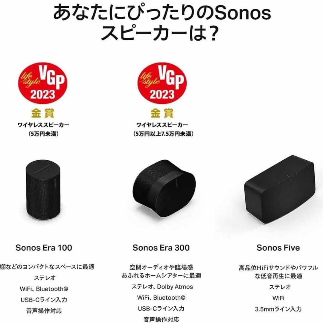 色: ホワイト】Sonos Era 100 エラ スマートスピーカー Whitの通販 by