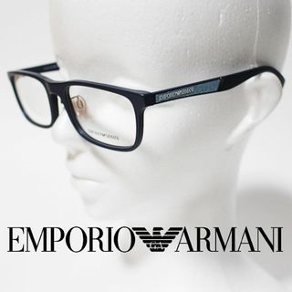 エンポリオアルマーニ(Emporio Armani)の新品 エンポリオアルマーニ テンプルロゴ 56□20-145 眼鏡フレーム 紺(サングラス/メガネ)