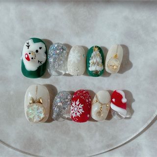 クリスマスネイルチップ キッズ 子供 ネイルチップ 雪だるま 冬 ネイル