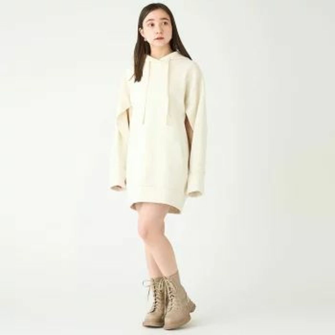 SNIDEL - ORGANICSスリーブスリットスウェットワンピース　アイボリー