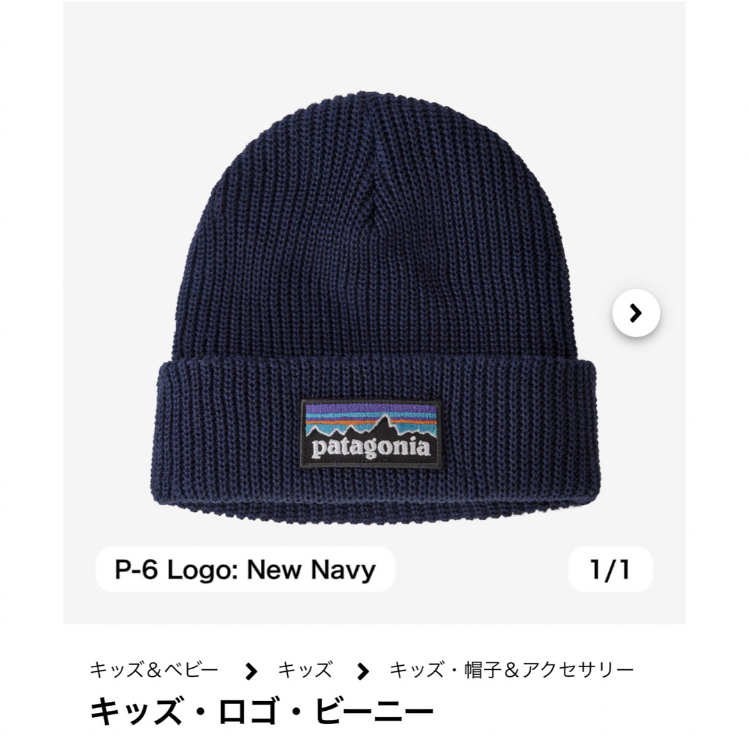 patagonia(パタゴニア)の【新品】パタゴニア  キッズ　ロゴ　ビーニー　グレー色 キッズ/ベビー/マタニティのこども用ファッション小物(帽子)の商品写真