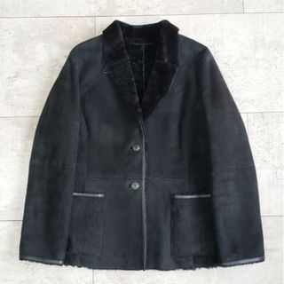 Aquascutum アクアスキュータム ラクーンファー 羊革 コート