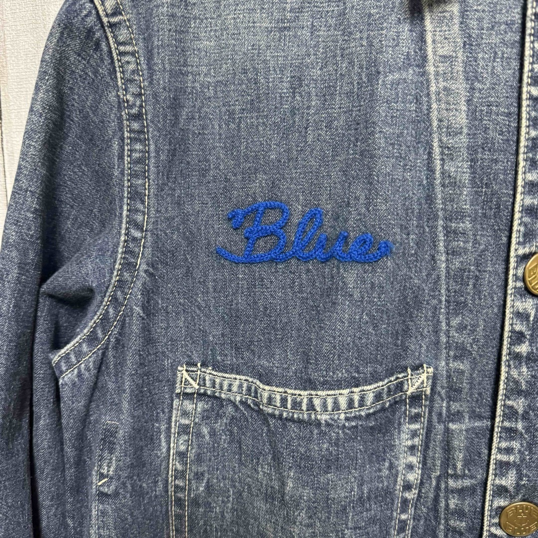 BLUE BLUE(ブルーブルー)のBLUE BLUEユーズド加工ロゴ　デニムカバーオール！日本製！ メンズのジャケット/アウター(カバーオール)の商品写真