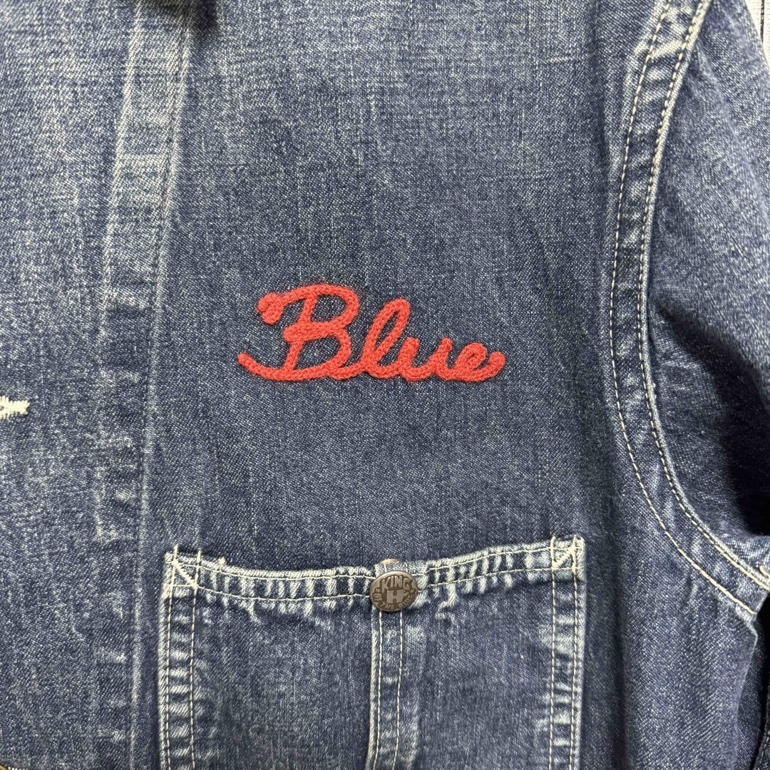 BLUE BLUE(ブルーブルー)のBLUE BLUEユーズド加工ロゴ　デニムカバーオール！日本製！ メンズのジャケット/アウター(カバーオール)の商品写真