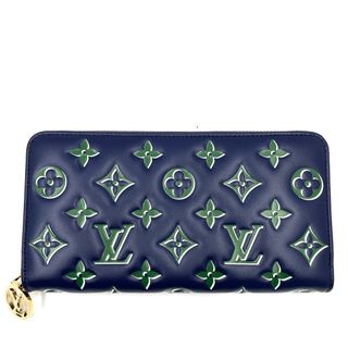 ルイヴィトン(LOUIS VUITTON)の【大特価】LOUIS VUITTON ルイヴィトン 長財布 モノグラム ジッピーウォレット ブルー 青 グリーン 緑 ラウンドファスナー M82642 ラムスキン    ゴールド金具 メンズ 美品【中古品】(長財布)