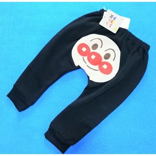 アンパンマン(アンパンマン)の新品　90cm　アンパンマン　裏起毛あったかモンキーロング丈パンツ　ブラック(パンツ/スパッツ)