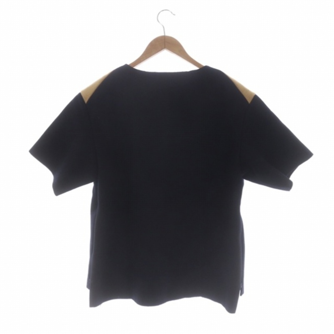 SUNSEA(サンシー)のサンシー ウールメルトンTシャツ カットソー 半袖 切替 バイカラー 3 紺 メンズのトップス(Tシャツ/カットソー(半袖/袖なし))の商品写真