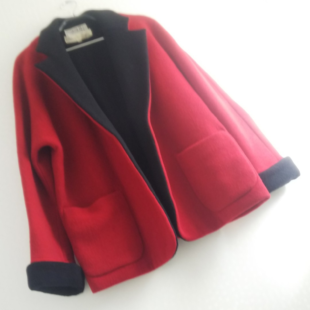 ◇62 入手困難 レア 当時物 ビンテージ ウール ジャケット コート 赤 黒