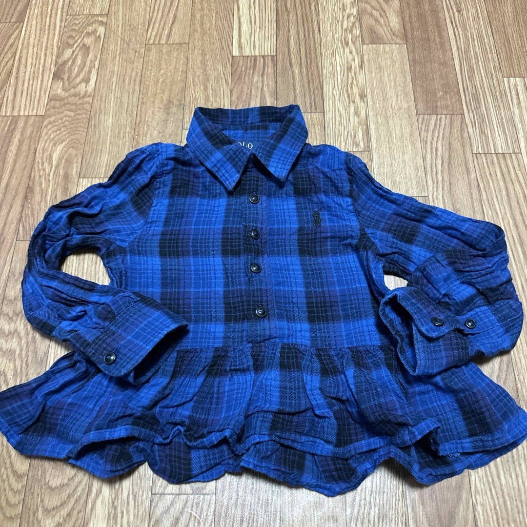 Ralph Lauren(ラルフローレン)の美品　薄手　長袖フリルシャツ キッズ/ベビー/マタニティのキッズ服女の子用(90cm~)(ブラウス)の商品写真