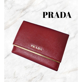 プラダ(PRADA)の美品✨PRADA❣️プラダ 3つ折り財布 レッド(財布)