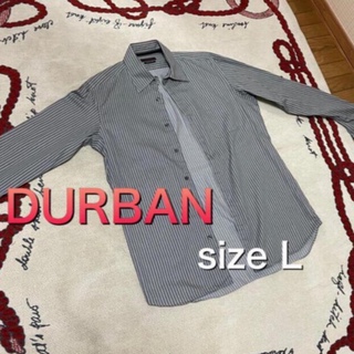 ダーバン(D’URBAN)の《DURBAN》メンズストライプシャツ　グレー　L(シャツ)