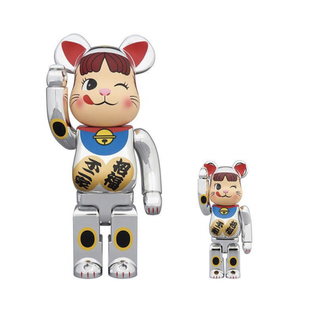 BE@RBRICK 招き猫 ペコちゃん 福 銀メッキ 100％ & 400％ | フリマアプリ ラクマ