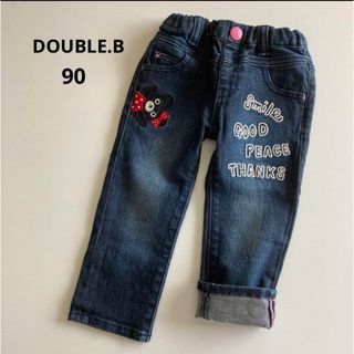 ダブルビー(DOUBLE.B)のミキハウス　ダブルビー デニム　パンツ　くま　ロゴ　90 秋　冬　ファミリア(パンツ/スパッツ)