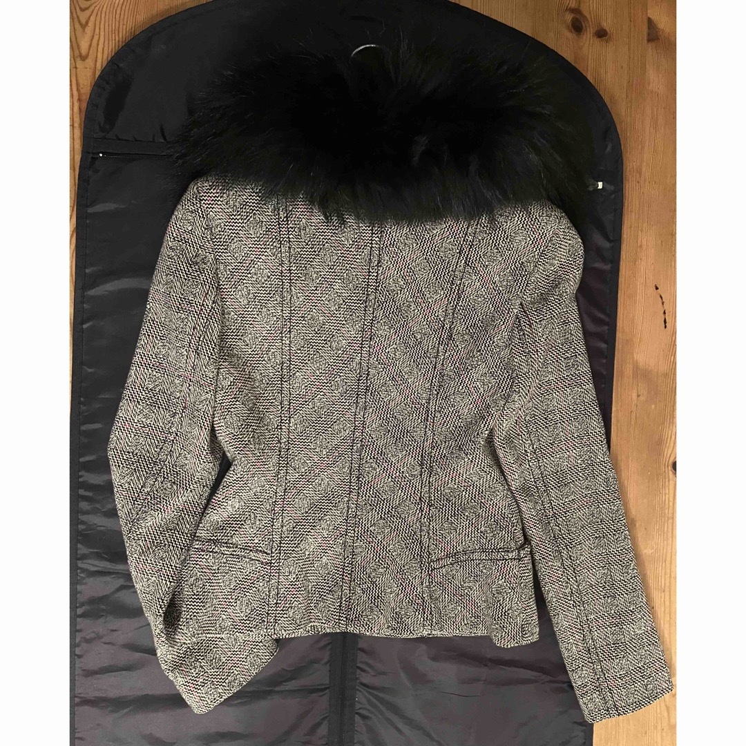 EPOCA(エポカ)のファー付ツィードジャケットコート レディースのジャケット/アウター(毛皮/ファーコート)の商品写真
