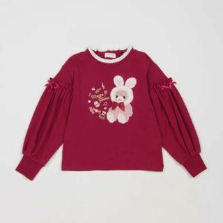 メゾピアノ(mezzo piano)の【メゾピアノ/新品】130㎝.クマ　袖切替フリルTシャツ(Tシャツ/カットソー)