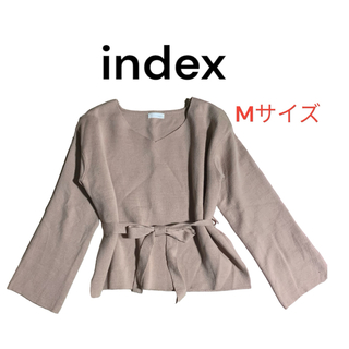 インデックス(INDEX)の【index】インデックス　リボンニット　カットソー　くすみピンク　Mサイズ(ニット/セーター)