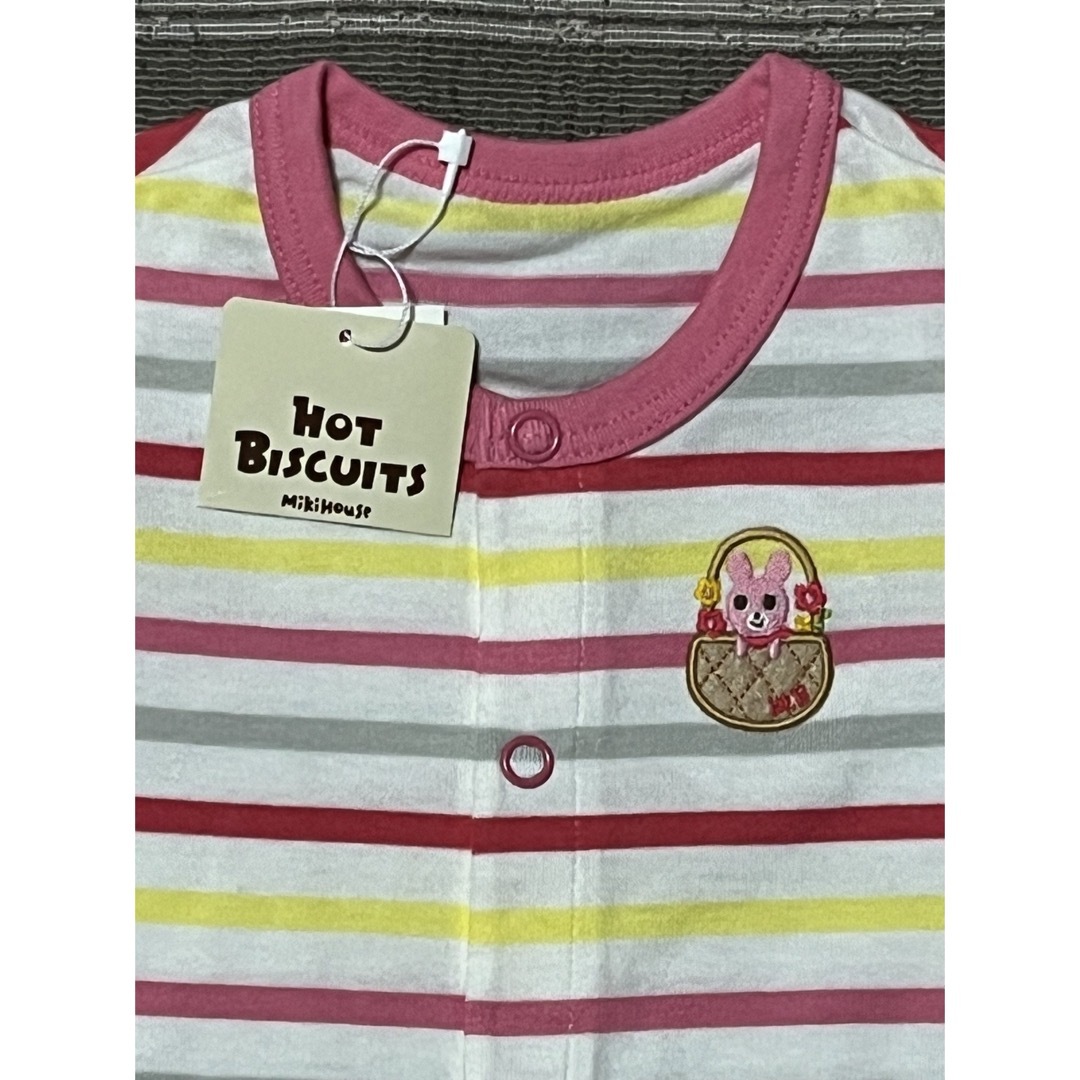 HOT BISCUITS(ホットビスケッツ)の新品　ミキハウス　ホットビスケッツ　ロンパース　80cm キッズ/ベビー/マタニティのベビー服(~85cm)(ロンパース)の商品写真