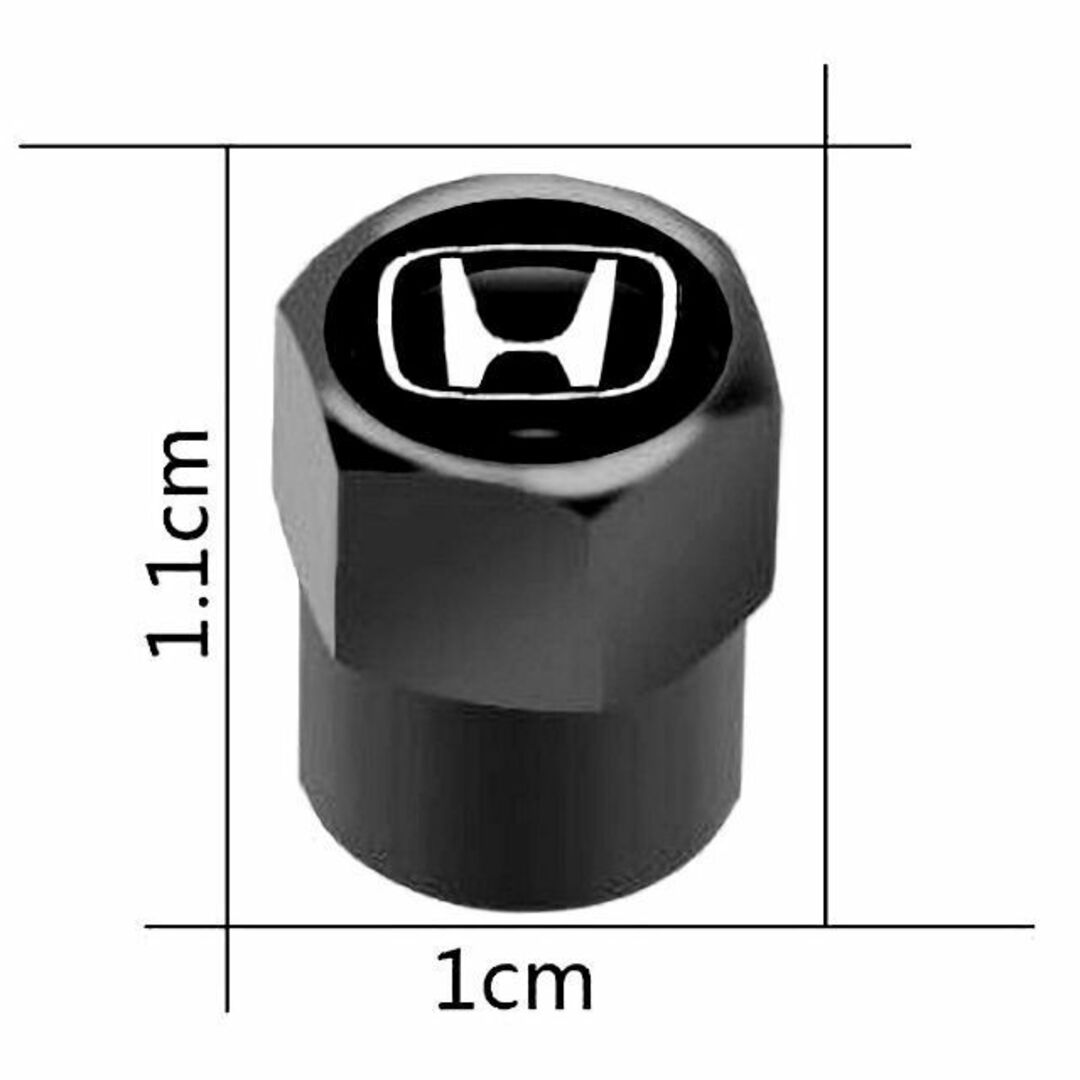 ホンダ(ホンダ)のホンダ タイヤバルブ エアーバルブ キャップ 黒 (4個セット) 自動車/バイクの自動車(ホイール)の商品写真