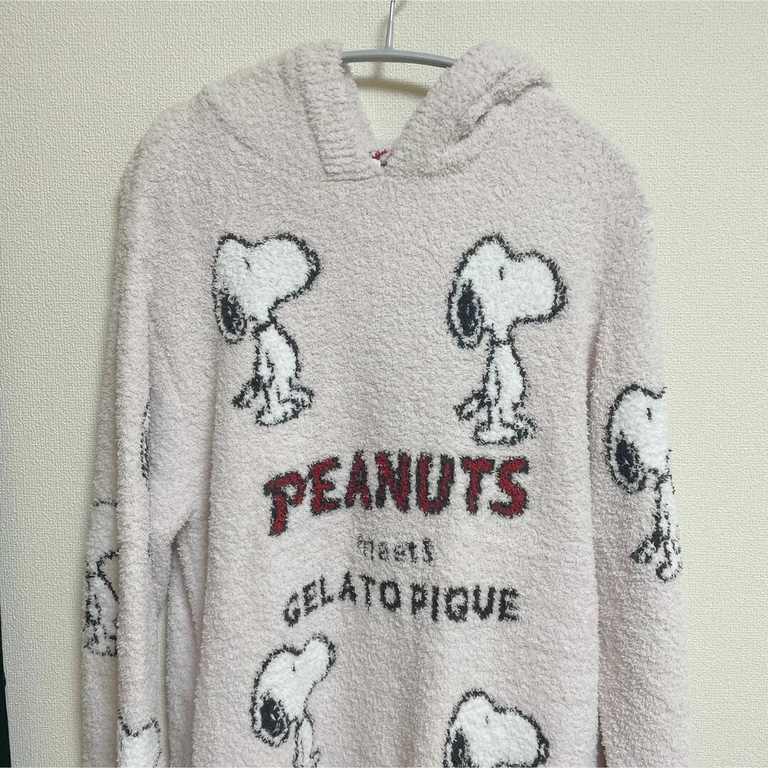 新品　ジェラートピケ　スヌーピーPEANUTS 総柄ワンピース　ホワイト