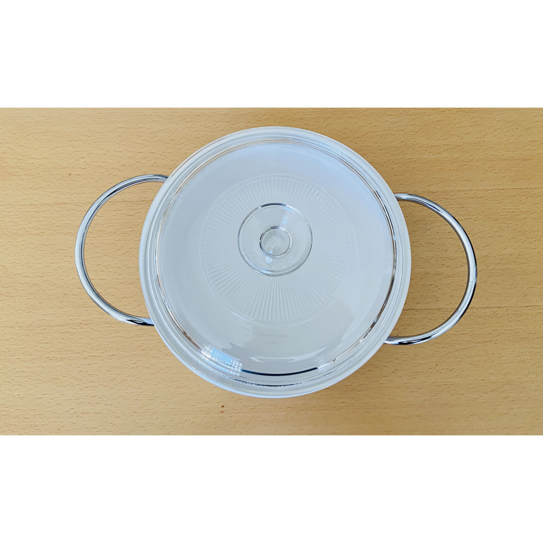 Pyrex(パイレックス)の【Pyrex】CORNING WARE ホルダー付 キャセロール（F-5-B） インテリア/住まい/日用品のキッチン/食器(調理道具/製菓道具)の商品写真