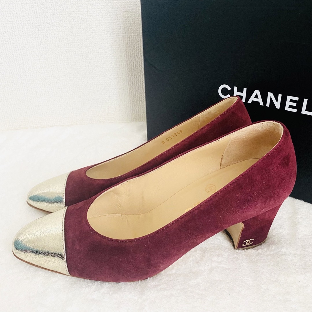 CHANEL - 【極美品】シャネル パンプス バイカラー スエード ボルドー ...