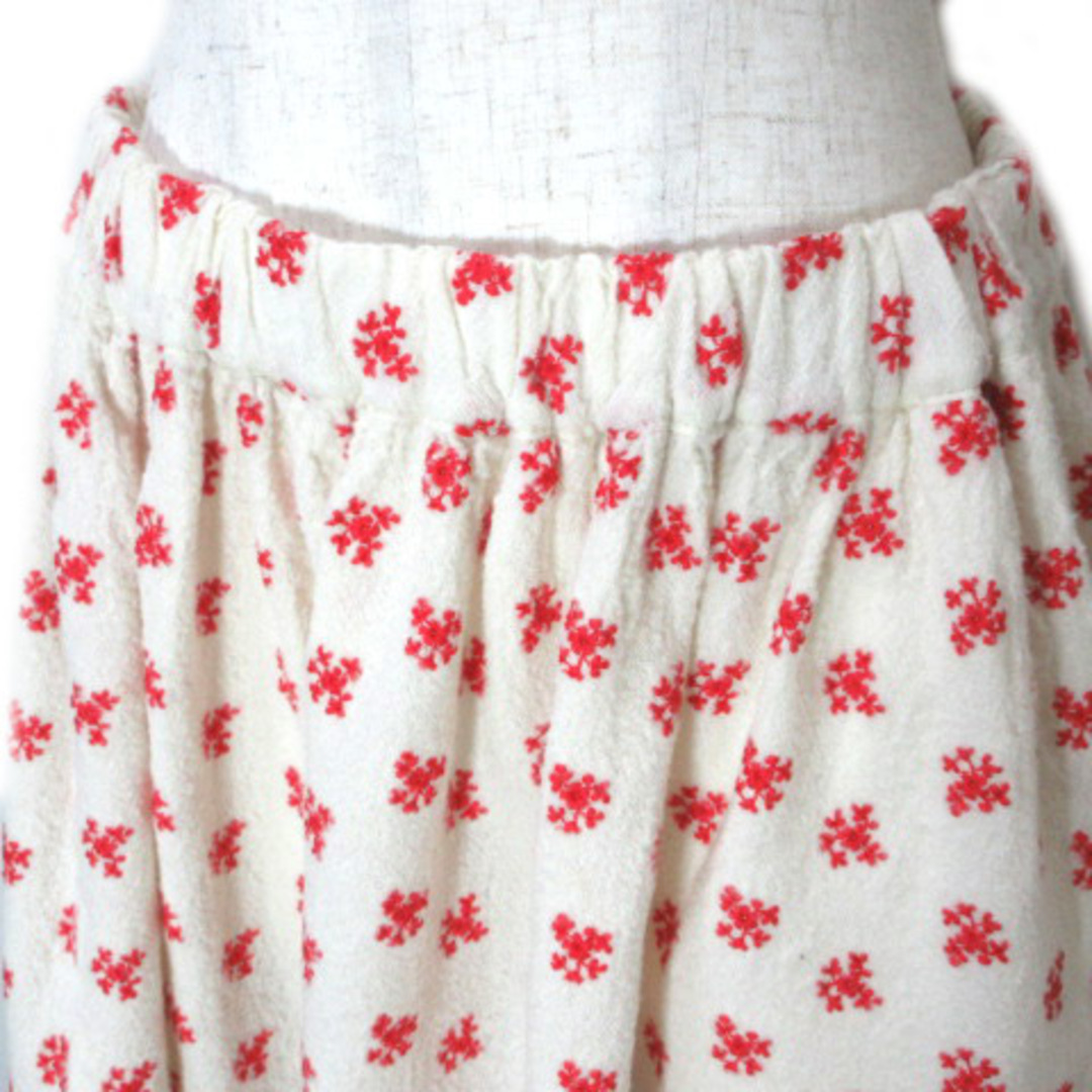 コムデギャルソン ガール 21AW 縮絨フラワー刺繍 ロングスカート M 白 赤102cmスカート丈