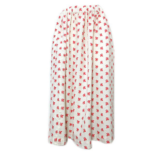 コムデギャルソン ガール 21AW 縮絨フラワー刺繍 ロングスカート M 白 赤102cmスカート丈