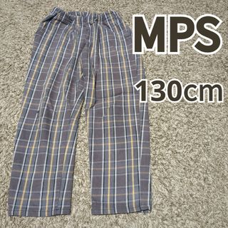 エムピーエス(MPS)の【MPS】チェックパンツ　グレー系　130cm ウエストゴム(パンツ/スパッツ)